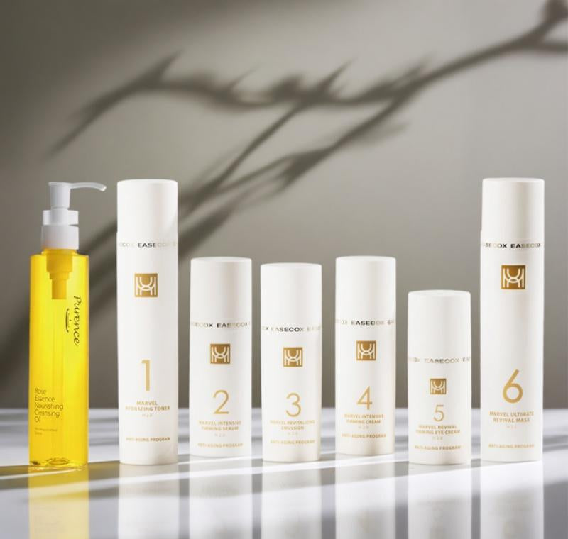 Purence Rose Cleansing Oil +  Marvel Anti-Aging H2.0 Program German Homeopathy Complete Skincare Set 1 to 6 for All Skin Type