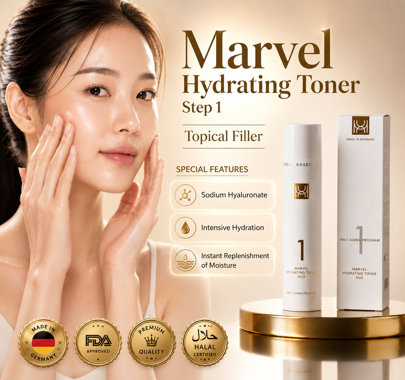 Marvel Anti-Aging H2.0 Step 1 Hydrating Toner German Homeopathy Moisturizing Skincare for All Skin Type