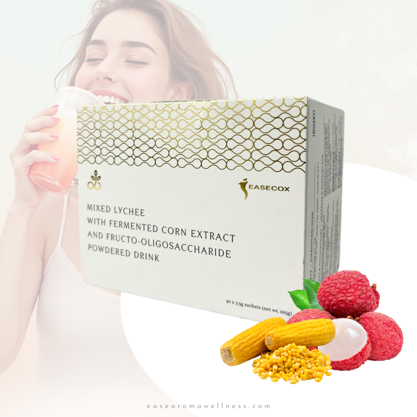 EaseNutri Mixed Lychee with Fermented Corn Extract and Fructo-oligosaccharide Powdered Drink
