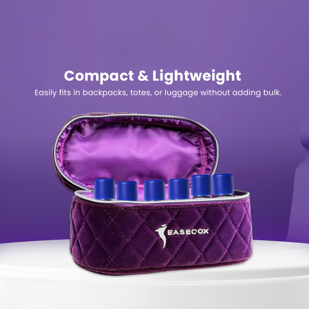 Multi-Purpose Handy Compact Elegant Purple Pouch Organizer for Essential Oils, Makeup and Toiletries