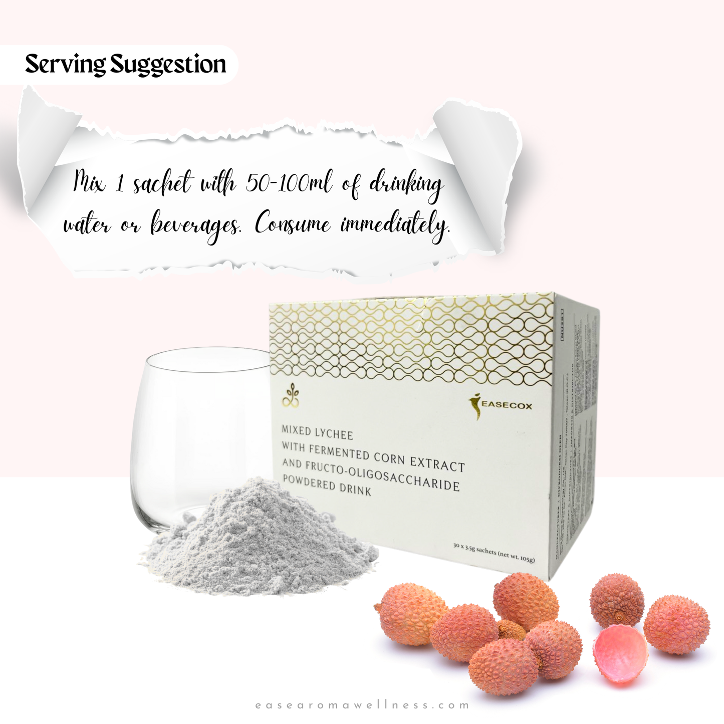 EaseNutri Mixed Lychee with Fermented Corn Extract and Fructo-oligosaccharide Powdered Drink