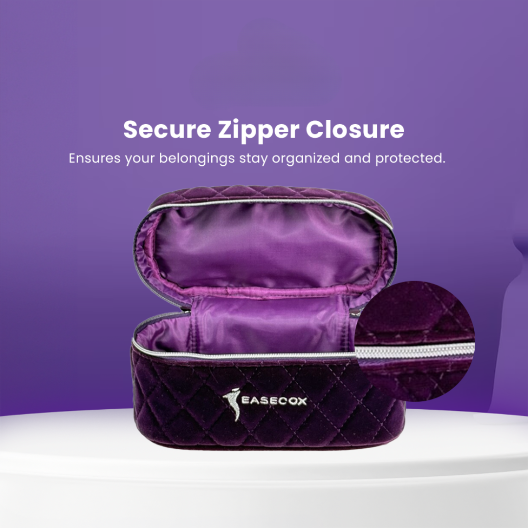 Multi-Purpose Handy Compact Elegant Purple Pouch Organizer for Essential Oils, Makeup and Toiletries