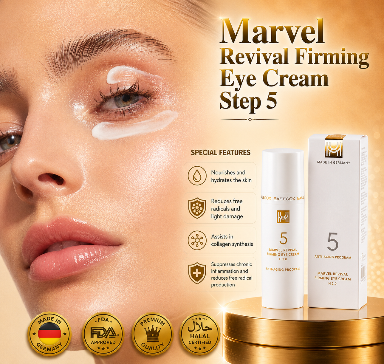 Marvel Anti-Aging H2.0 Step 5 Revival Firming Eye Cream German Homeopathy for All Skin Type Skincare
