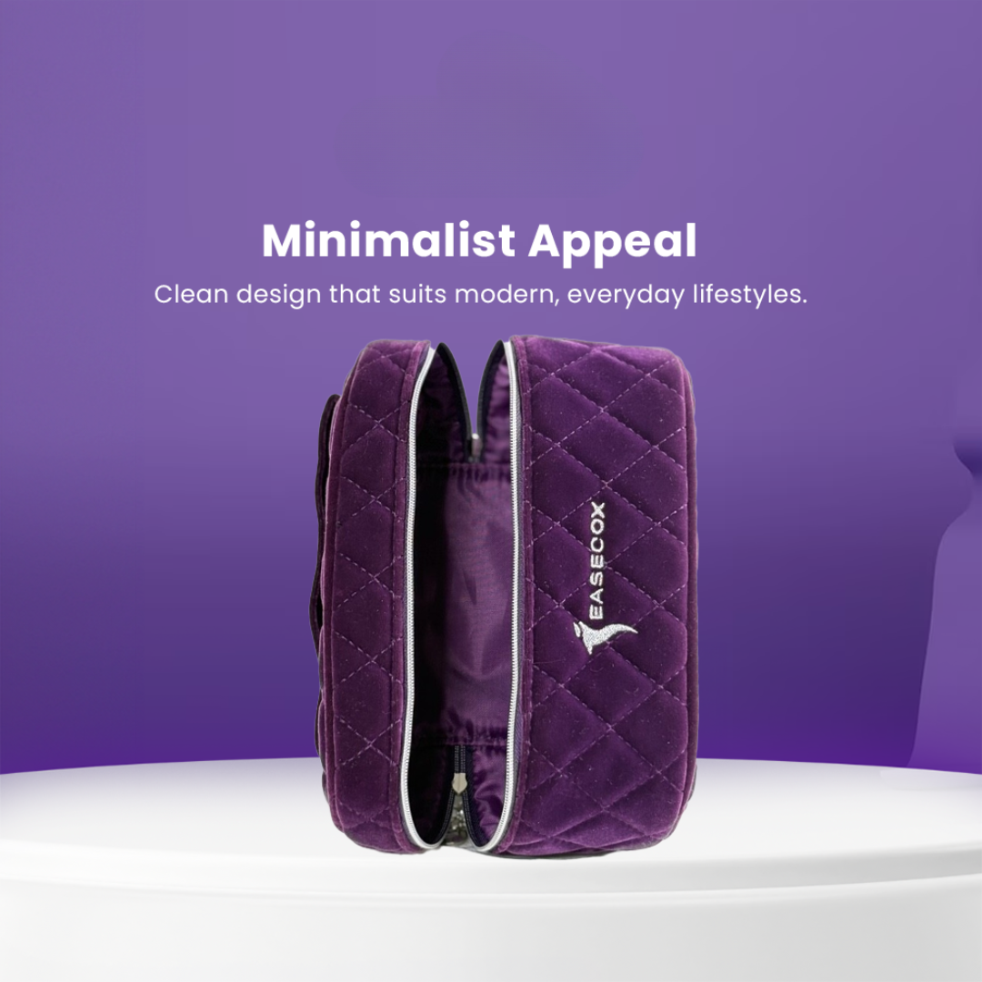 Multi-Purpose Handy Compact Elegant Purple Pouch Organizer for Essential Oils, Makeup and Toiletries