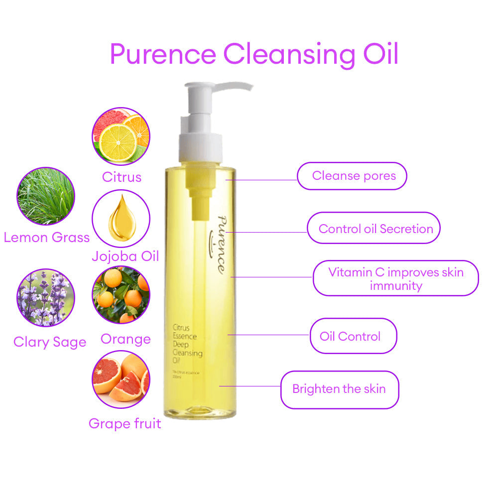 Purence Citrus Essence Deep All-in-1 Cleansing Oil For All Skin Type Makeup Remover